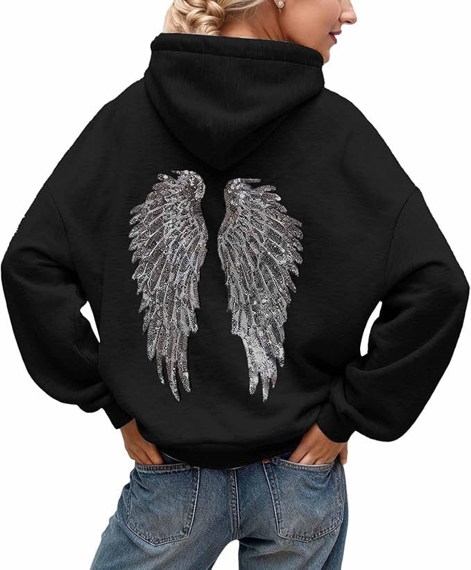 Angel Wing Hoodie - Black