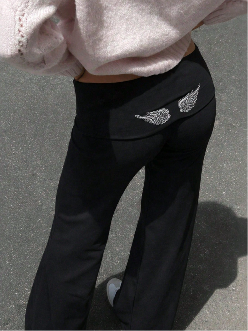 Angel Wing Flare Pants - Black
